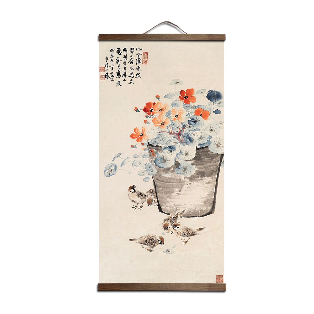 Tableau Chinois Pot de Fleur
