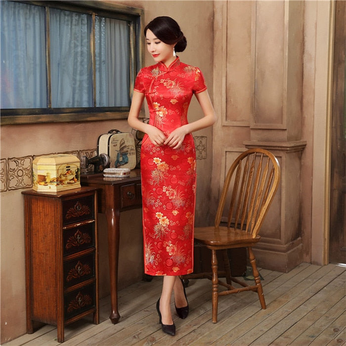 Robe Chinoise Rouge Longue