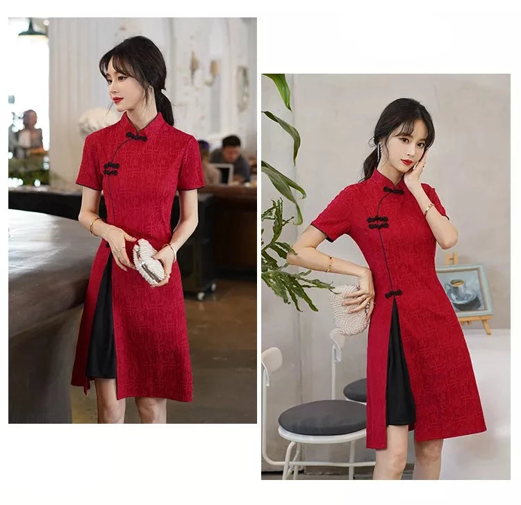 Robe rouge et noir chinoise