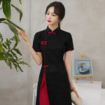 Robe chinoise bicolore noir et rouge