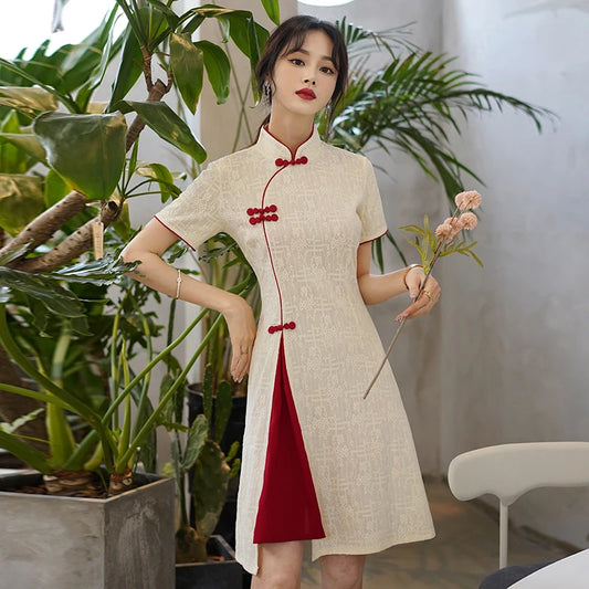 Robe chinoise Blanche et Rouge