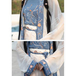 Hanfu bleu traditionnel détail