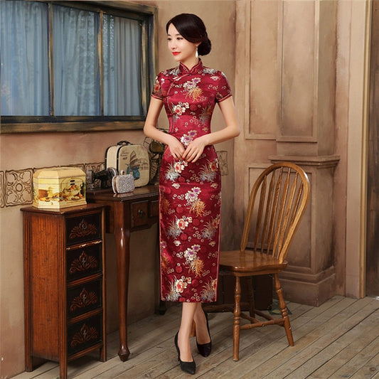 Robe Chinoise Rouge Bordeaux