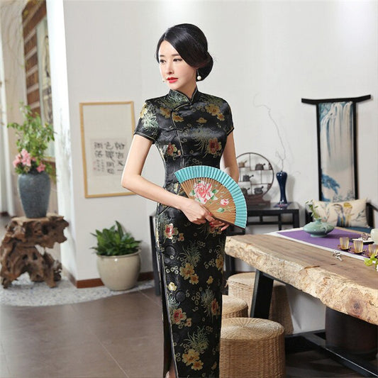 Robe Chinoise Longue Noire