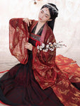 Hanfu Chinois rouge sombre