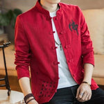 veste rouge chinoise col mao 