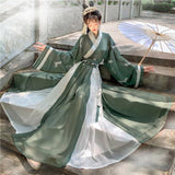 robe chinoise hanfu vert et blanc